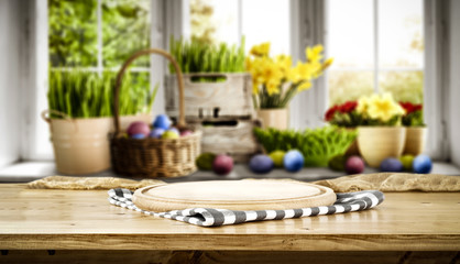 Desk of free space and easter time 