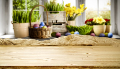 Desk of free space and easter time 