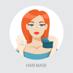 Woman applying hair mask. Cometics for beauty