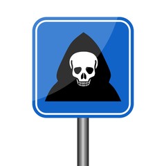 Reaper warning road sign, Death Danger sign