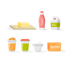 Dairy food set. Collection of product made of milk