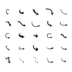 Vector illustration of curved arrow icons. curved arrow icons set. curve icons