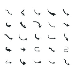 Vector illustration of curved arrow icons. curved arrow icons set. curve icons