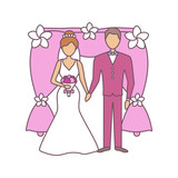 Bride and bridegroom color icon
