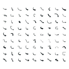 Vector illustration of curved arrow icons. curved arrow icons set. curve icons
