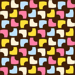 Seamless pattern with alternate colorful geometric elements.