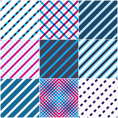 Minimal lines vector seamless patterns set, abstract backgrounds collection. Simple geometric designs. Seamless lines vector minimalistic arts. 