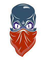 Urban stylish skull vector logo or icon, aggressive criminal scull tattoo, gangster style.
