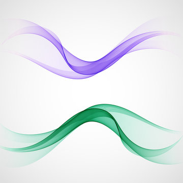 Blue and green wave. Set of vector design element. © lesikvit