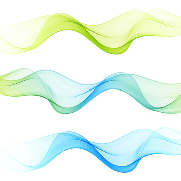 Set of abstract waves background.Blue, green wave.