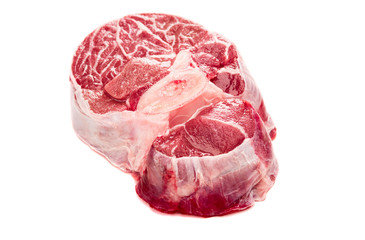 raw beef shank isolated on the white