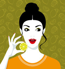 Woman holding lemon