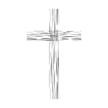 Wooden cross on a white background