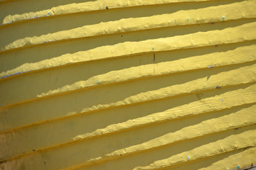 Close up of colourful wooden fishing boat bow