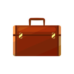 Isolated Briefcase on White Background in Cartoon Style