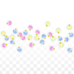 Vector Realistic Colorful Petals Falling on Transparent Background.  Spring Romantic Flowers Illustration. Flying Petals. Sakura Spa Design. Blossom Confetti. Design Elements for Wedding Decoration.