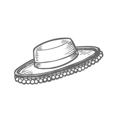 Spanish Hat on White Background in Hand Drawn Style