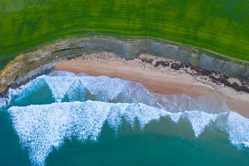 Waves, Sand, Ocean, Langre beach, Ribamontan al Mar, Cantabrian Sea, Cantabria, Spain, Europe