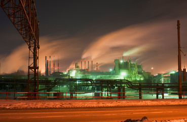 Fototapeta premium Night view of the Chelyabinsk Metallurgical Plant