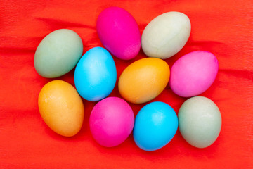 Fototapeta na wymiar Easter eggs - greeting card of traditional Christian holiday.