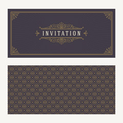 Flourishes and ornamental vector vintage design for invitation or greeting card. Vector illustration.