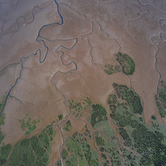 Aerial view, Marismas de Santoña, Noja y Joyel Natural Park, Cantabrian Sea, Cantabria, Spain, Europe