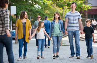 Big family on a walk