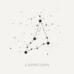 Star constellation zodiac capricorn black white vector © peotll