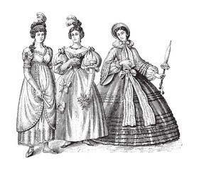Fototapeta na wymiar Woman fashion - Romantic period (1810-1860) / vintage illustration from Die Frau als hausarztin 1911