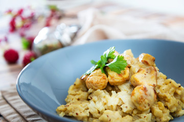 Chicken with Mustard and Rice