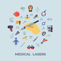 Digital vector medical lasers simple icons