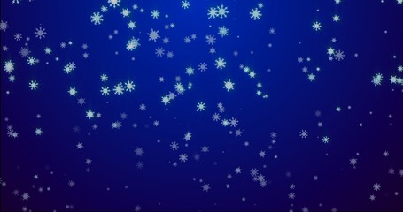 Christmas blue background with snowflakes - falling snow