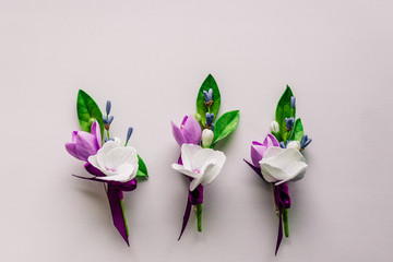 boutonnieres, flowers on a white background