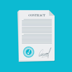 Contract in flat style, business concept, vector