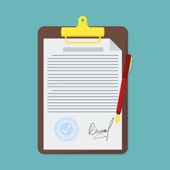 Contract in flat style, business concept, vector