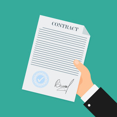Contract in flat style, business concept, vector