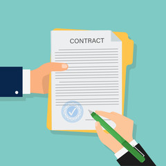 Contract in flat style, business concept, vector