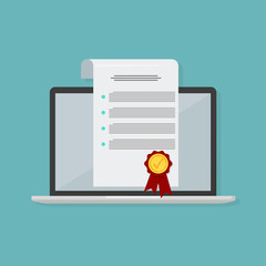 Online electronic contract, in flat style, business concept, vector
