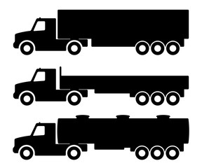 Set of silhouettes the cargo trucks.