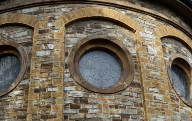 Architectural elements, windows, facade.Protestant Church Kirchlengern.Germany.