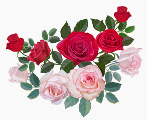 Flower bouquet with redand pink roses -vector