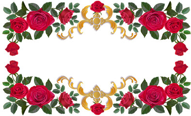 Flower frame with red rose vector illustration