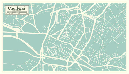 Obraz premium Mapa miasta Charleroi w stylu retro. Mapa przeglądowa.