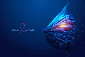 breast cancer low poly blue
