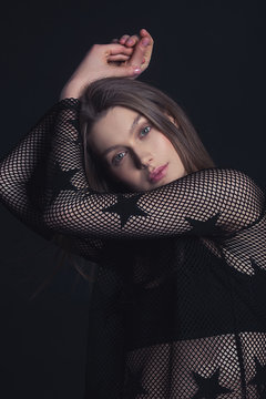 portrait of young woman. no makeup. model. 