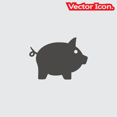 Pig icon isolated sign symbol and flat style for app, web and digital design. Vector illustration.