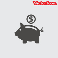 Pig icon isolated sign symbol and flat style for app, web and digital design. Vector illustration.