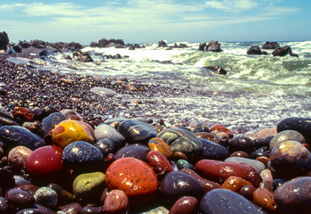 colorful stones at the coast of Namibia