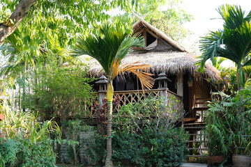 wooden cottage hut home house in Thailand