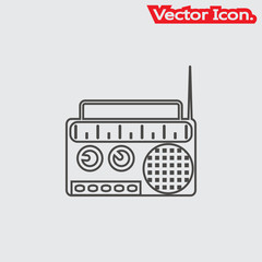 radio icon isolated sign symbol and flat style for app, web and digital design. Vector illustration.
